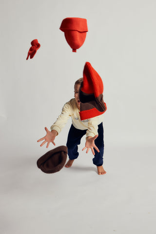 TWO TONE KNITTED CAP - fiesta - RED - Image 1