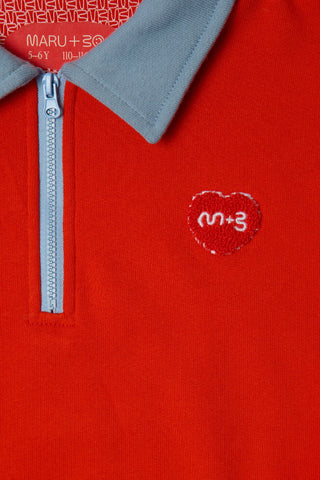 TWO TONE POLO LOVES YOU SWEATSHIRT - jasper red - RED - Image 3