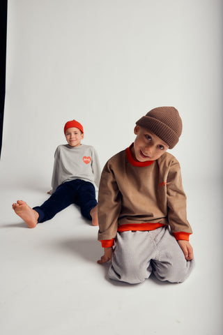 CORDUROY SWEATSHIRT WITH CONTRAST HEM - sepia - BRN - Image 4