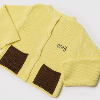 CARDIGAN WITH CONTRAST COLOR POCKETS - lemonade - YLW - Image 5