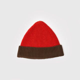 TWO TONE KNITTED CAP - fiesta - RED - Image 3