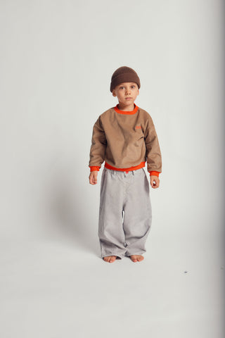 CORDUROY SWEATSHIRT WITH CONTRAST HEM - sepia - BRN - Image 8