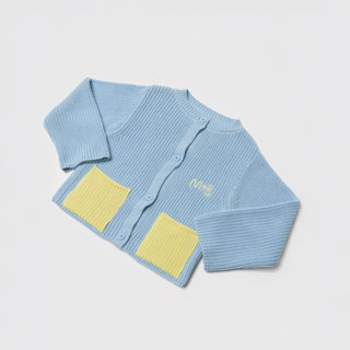 CARDIGAN WITH CONTRAST COLOR POCKETS - arctic ice - BLU - Image 8