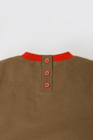 CORDUROY SWEATSHIRT WITH CONTRAST HEM - sepia - BRN - Image 3