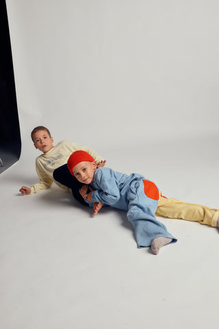 TWO TONE STRAIGHT LEG SWEATPANTS - salvia blue - BLU - Image 2