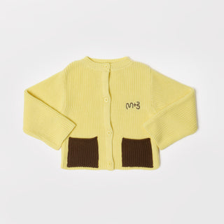 CARDIGAN WITH CONTRAST COLOR POCKETS - lemonade - YLW - Image 3