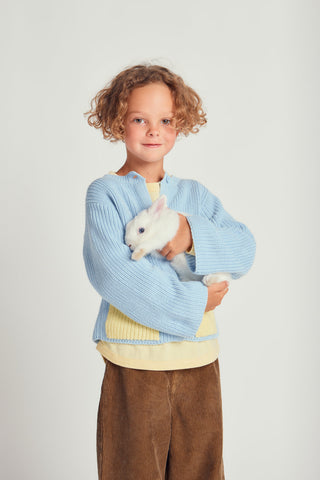 CARDIGAN WITH CONTRAST COLOR POCKETS - arctic ice - BLU - Image 3