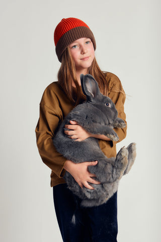 TWO TONE KNITTED CAP - fiesta - RED - Image 2