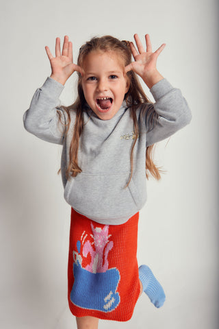 MELANGE HOODIE WITH FRONT POCKET - neutral gray - GRY - Image 7