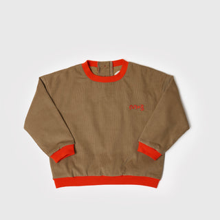 CORDUROY SWEATSHIRT WITH CONTRAST HEM - sepia - BRN - Image 6