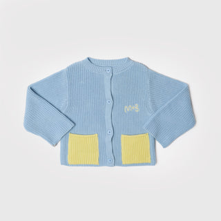 CARDIGAN WITH CONTRAST COLOR POCKETS - arctic ice - BLU - Image 5